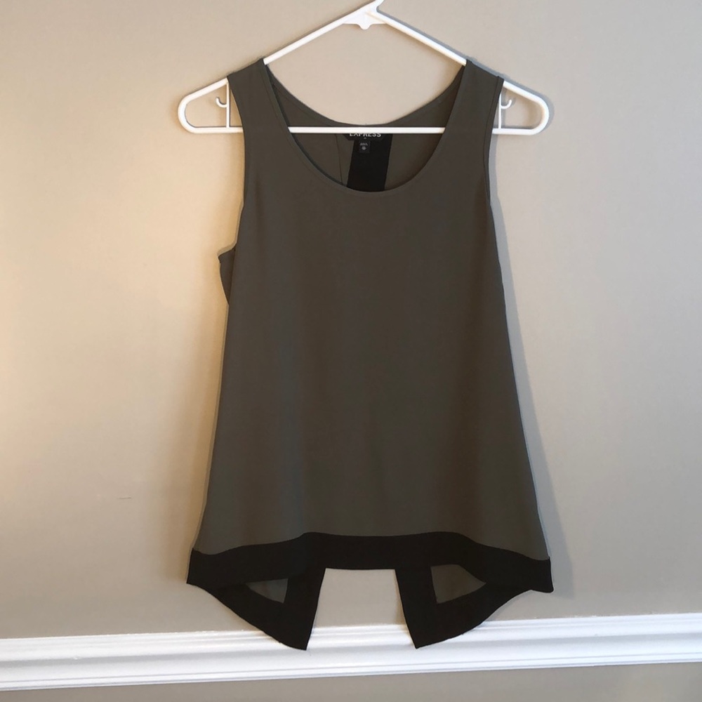 Olive green/black, long back blouse